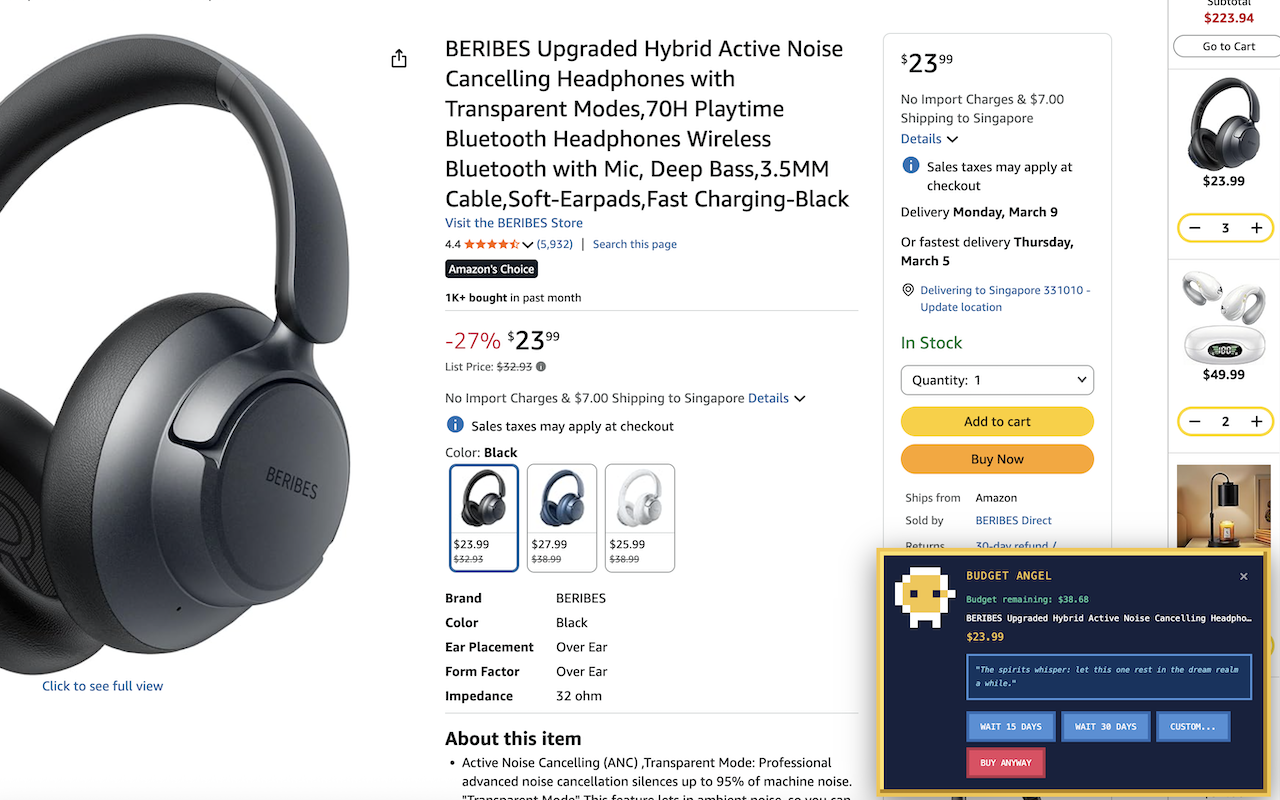 Angel overlay appearing on Amazon product page